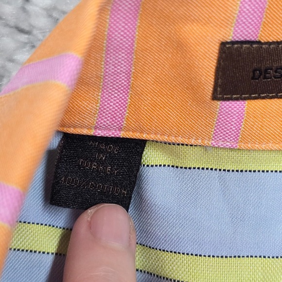 Vtg Robert Talbott Shirt Mens S 90s Colorblock Striped Cotton‎ Retro Statement - Picture 6 of 12